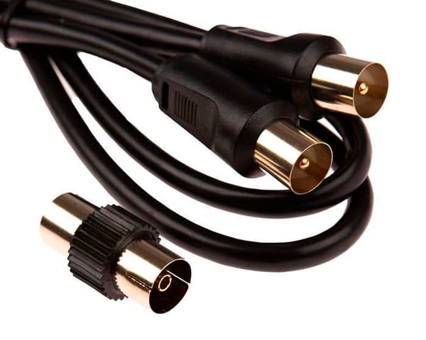 Cdl mikro-TV-antennkabel med hane-hane guldplåtskontakter och honadapter - Svart - 0,5 M