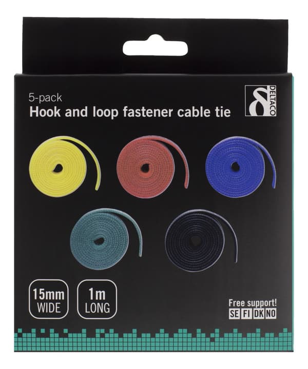 Cable organiser kit, velcro in different colors, 5-pack