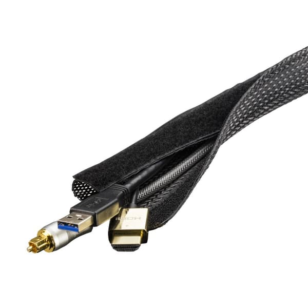 Nylon cable wrap, hook and loop fastener, 3m, black