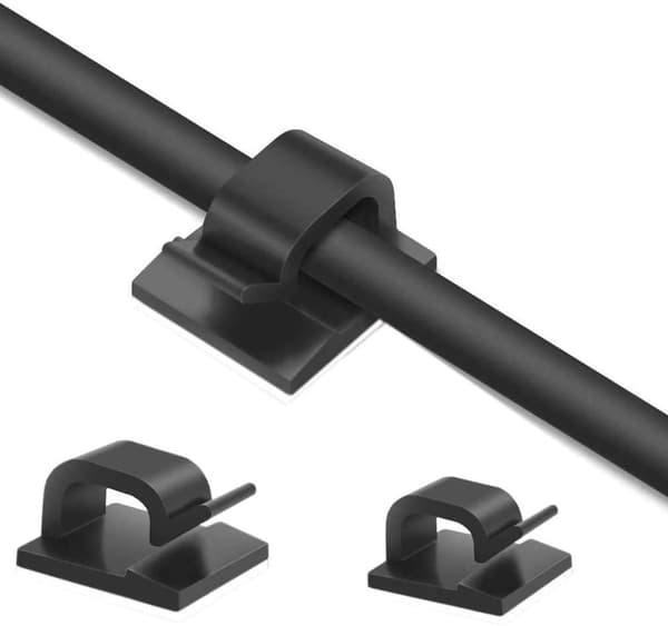 INF Selvklebende kabelholder 50-pakning Sort