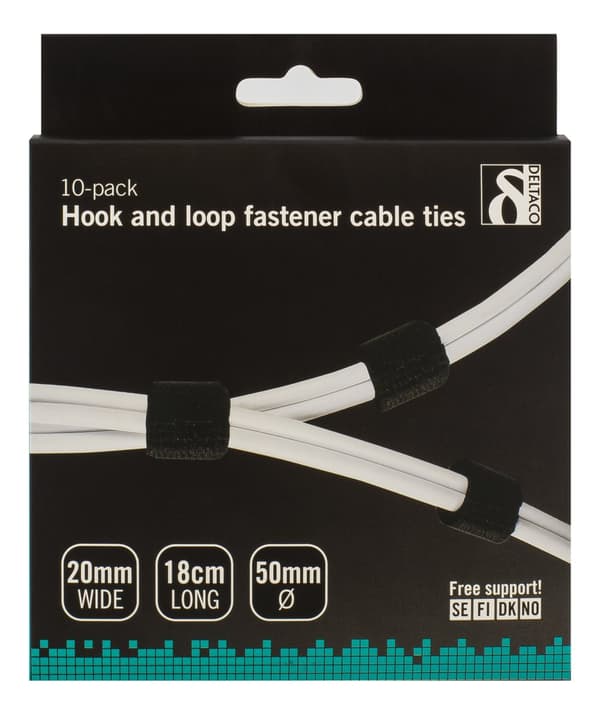Hook and loop fastener cable ties 20mm width 18cm 10pack