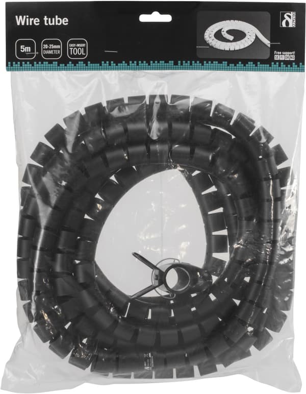 Nylon wire tube, 25mm diameter tool included, 5m, black