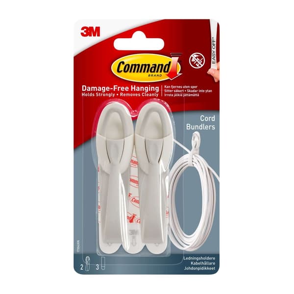 3M Command Kabelhållare, 2 st, Vit