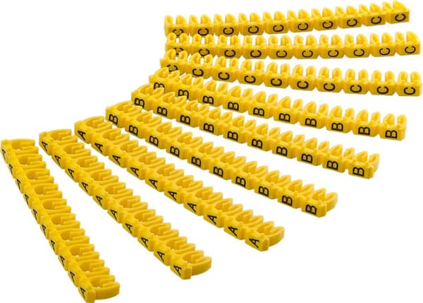 Kabelmerkeklips 'Bokstavene A-C' for kabeldiametere opptil 2,5 mm