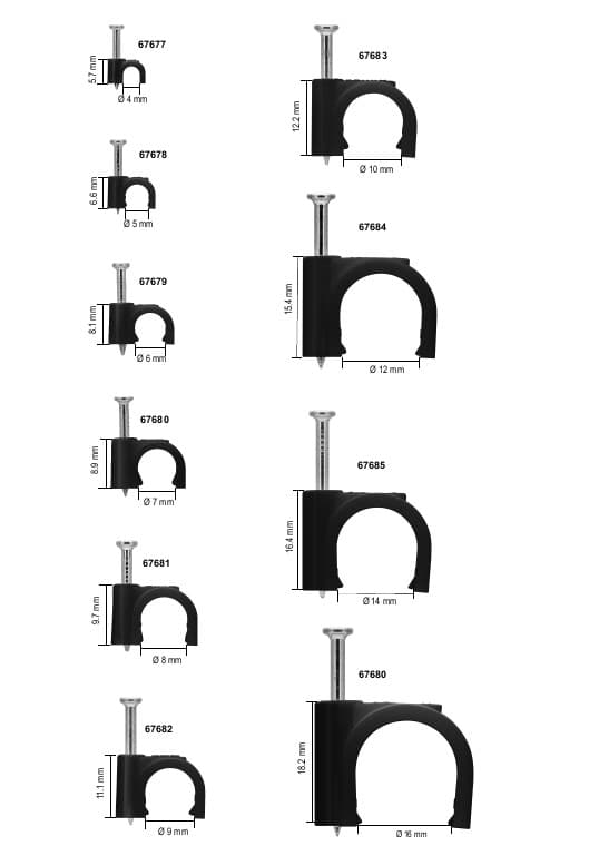Kabelclips 10 mm, sort