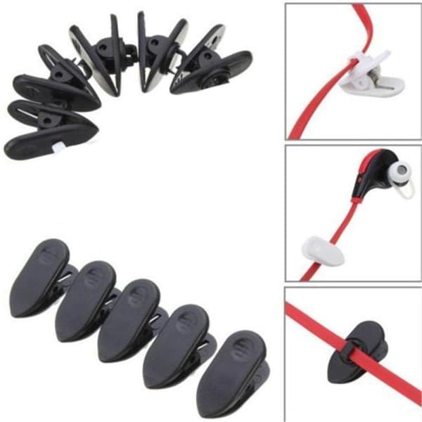 Øretelefon wire clips - fastgør øretelefonen på din skjorte 10-pack