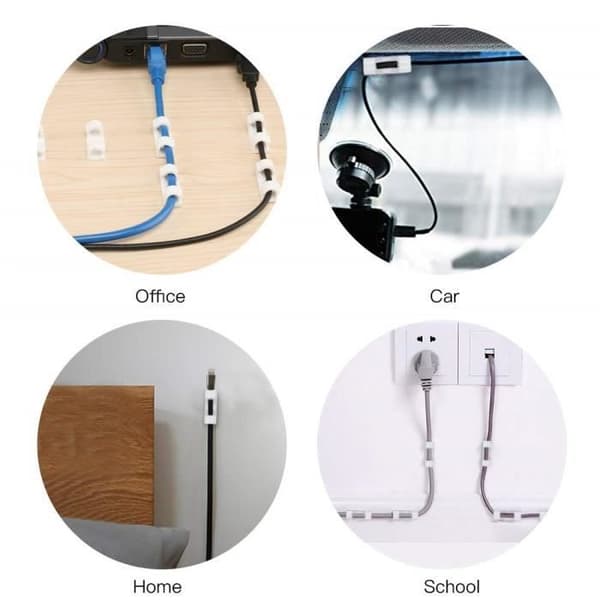 30st självhäftande kabelklämmor Kabel Prydlig självklibbande fixering, för TV-laddare-bil-PC-kontor-hem med 30 skruvar ingår