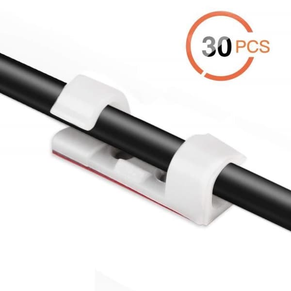30st självhäftande kabelklämmor Kabel Prydlig självklibbande fixering, för TV-laddare-bil-PC-kontor-hem med 30 skruvar ingår
