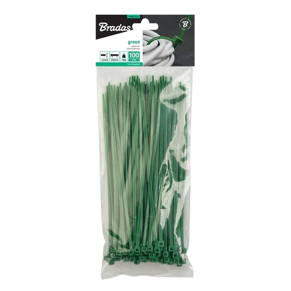 Set med 15 produkter. Buntband 3,6 x 150mm GRÖN, 100st
