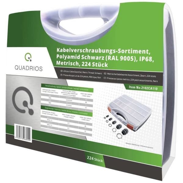 Quadrios 2102CA110 Kabelförskruvning sortiment PA66 svart (RAL 9005) 1 set