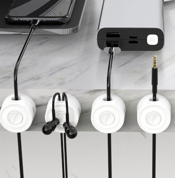 INF 6-pak Kabelholdere til Skrivebord, Magnetisk Ledningsholder Hvid