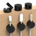 Miniatyrbillede 3 af 5: INF 6-pak Kabelholdere til Skrivebord, Magnetisk Ledningsholder Sort