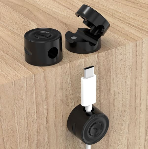 INF 6-pak Kabelholdere til Skrivebord, Magnetisk Ledningsholder Sort
