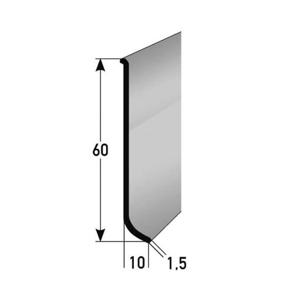 PROVISTON Plint Aluminium 10 x 60 x 2500mm Vattentålig Stålutseende Självhäftande