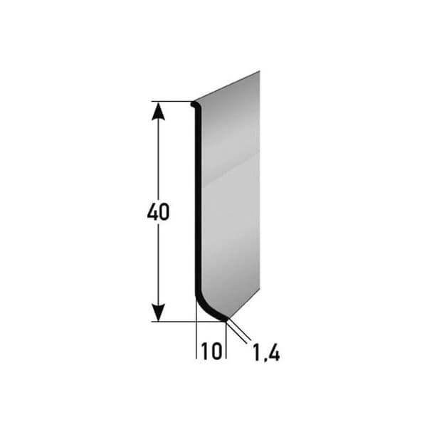 PROVISTON Plint Alu 10 x 40 x 2500 mm Vattentålig Silver Självhäftande