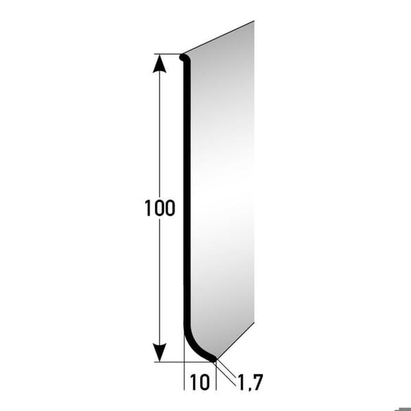 PROVISTON Alu Sockel 10 x 100 x 2500 mm Vattentålig Silver Självhäftande