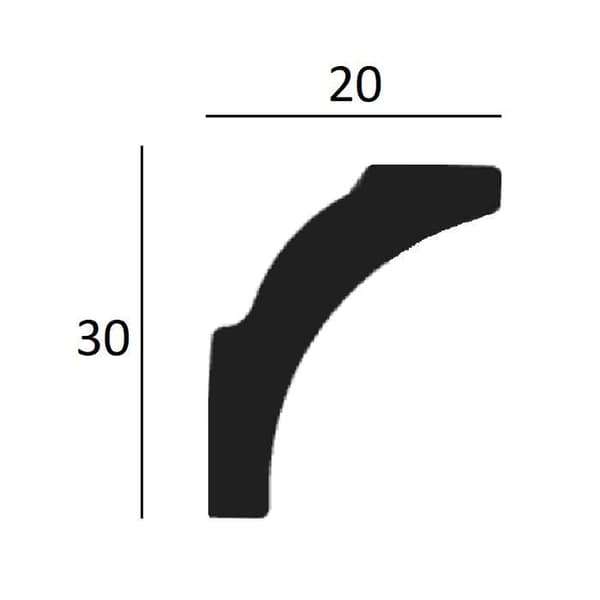 PROVISTON Taklist 20 x 30 x 2000 mm Polyurethan Vit Högt kvalitet Stuckatur Robusta Hållbar Stötsäker 2 meter...