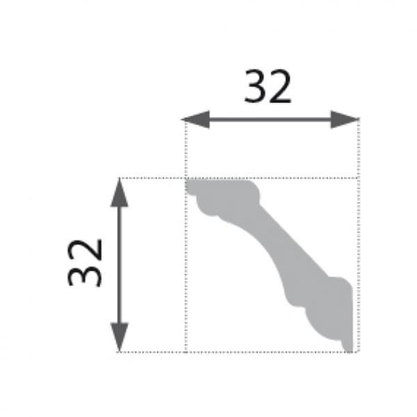 PROVISTON Moulure "No. 1" tak Polystyrén 32 x 32 x 2000 mm Vit Corniche