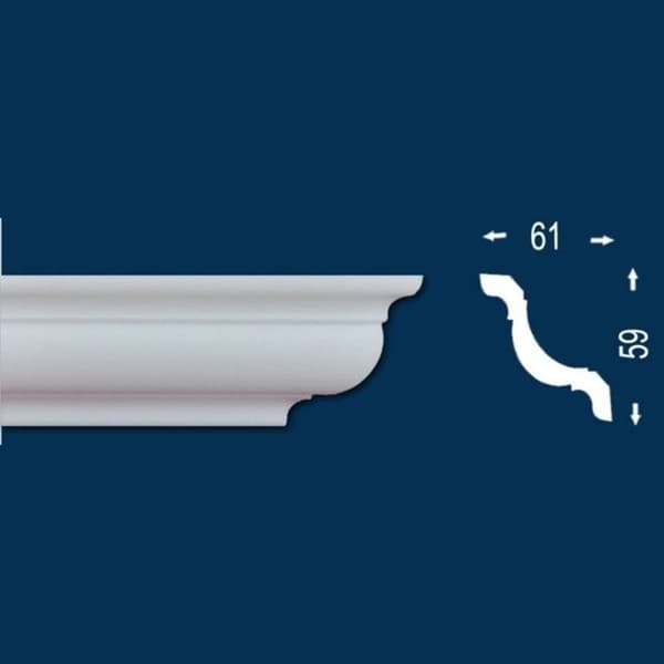 PROVISTON Moulding i polystyren 61 x 59 x 2000 mm Vit Taklist
