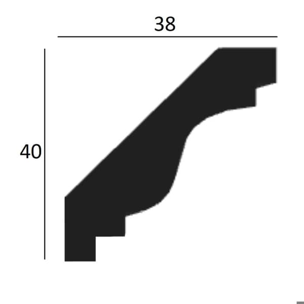 PROVISTON Taklist 40 x 38 x 2000 mm Polyuretan Vit Hög kvalitet Stuckatur Robust Hållbar Stötresistent 2 meter...