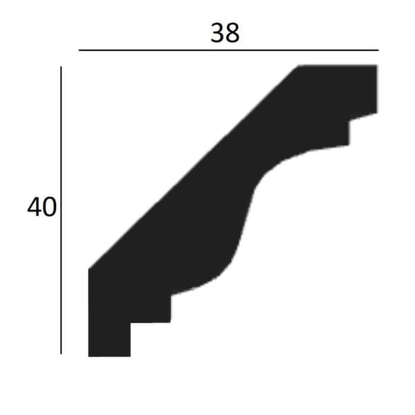 PROVISTON Taklist 40 x 38 x 2000 mm Polyuretan Vit Hög kvalitet Stuckatur Robust Hållbar Stötresistent 2 meter...