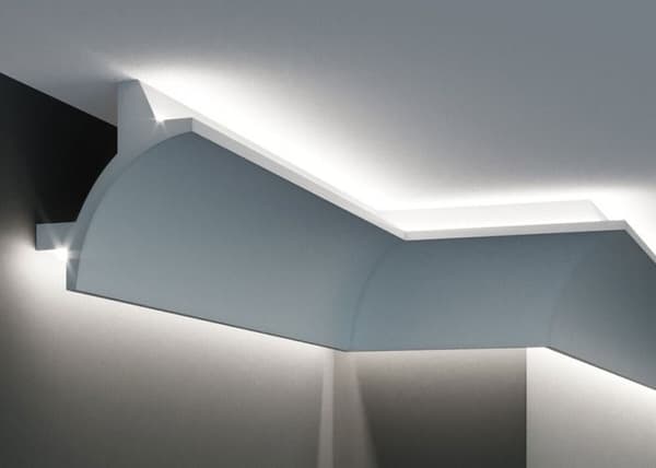 PROVISTON Moulur LED115 x 115 x 2000 mm PU Vit Corniche Resistenta 2 m