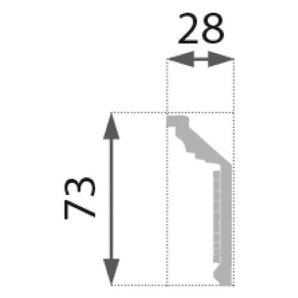 PROVISTON Taklist Polystyrén 28 x 73 x 2000 mm Vit Guld Corniche