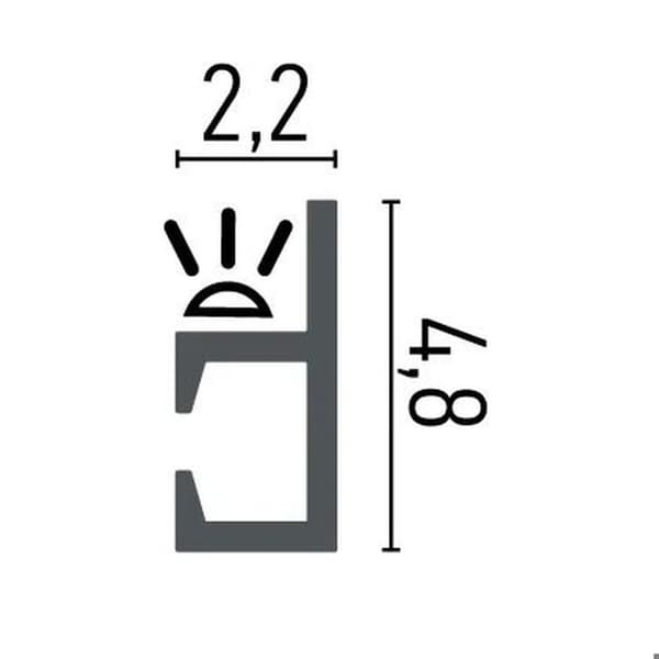 PROVISTON Dekorativ list 48 x 22 x 2000 mm Polymer Vit hög kvalitet Stuckatur Robust Hållbar Stötsäker 2 meter