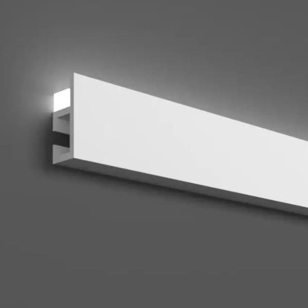 PROVISTON Dekorativ list 48 x 22 x 2000 mm Polymer Vit hög kvalitet Stuckatur Robust Hållbar Stötsäker 2 meter