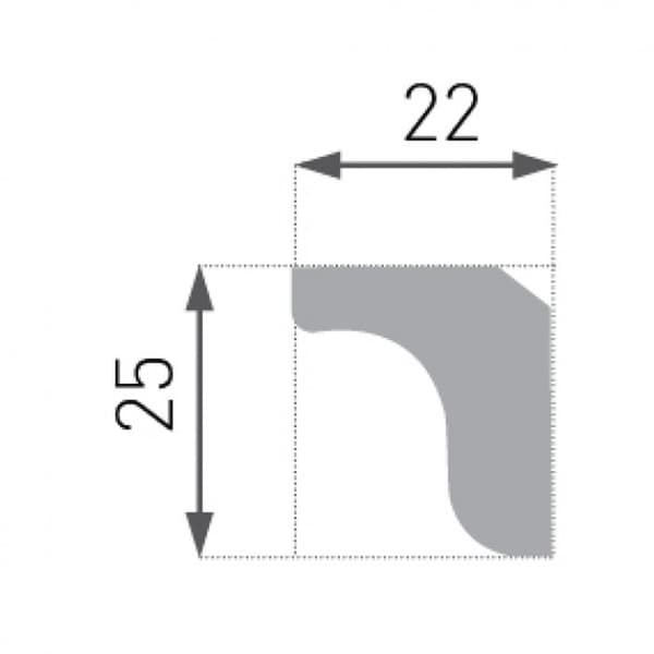 PROVISTON Taklist Polystyren 22 x 25 x 2000 mm Vit Listverk