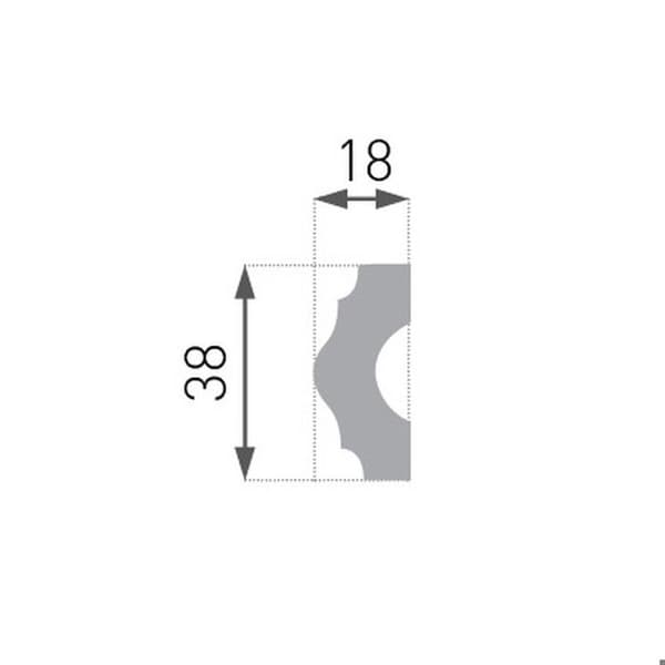 PROVISTON Cimaise Polystyren 18 x 38 x 2000 mm Vit 2 m