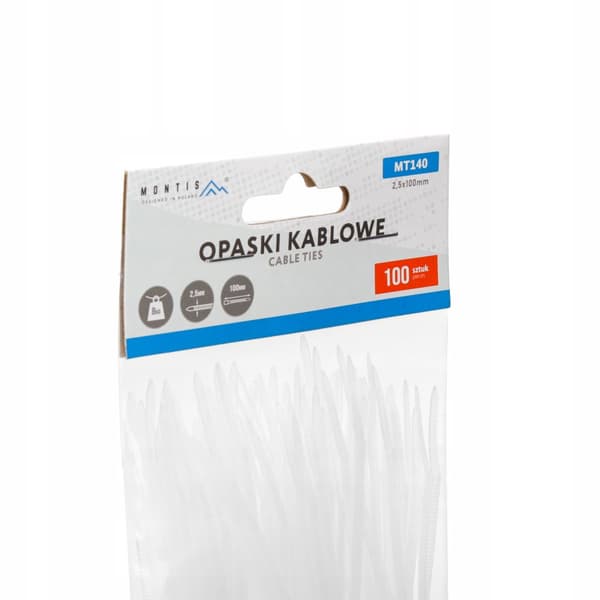 100x KLEMMESLÅDER KLEMMEBINDES HVID 3,6 x 100 mm OP TIL 18KG