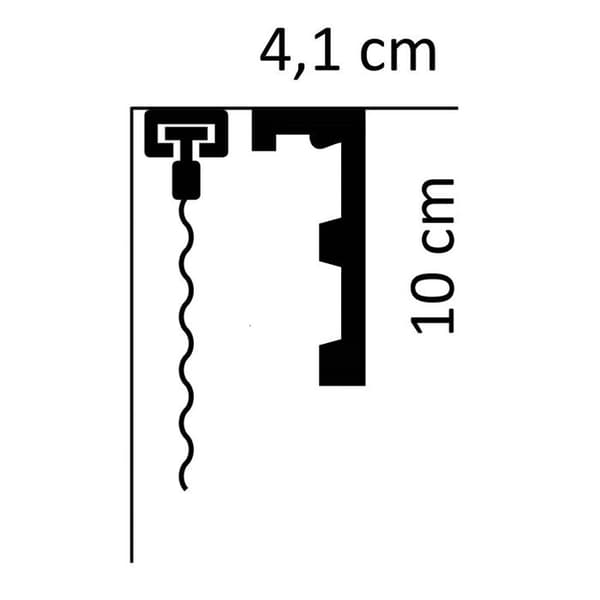 PROVISTON Gardinstång 41 x 100 x 2000 mm Vit Stucklist Ljuslist
