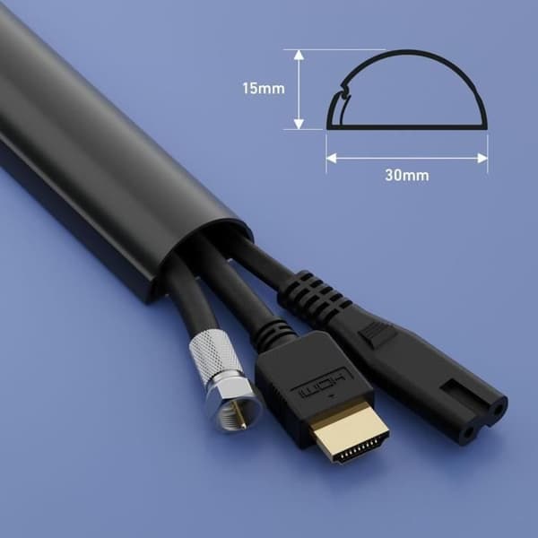 D-Line 30x15mm Halvcirkelformad Dekorativ Profil - Elslang - 8x 1m Längder 8-Meter Multipack - Svart