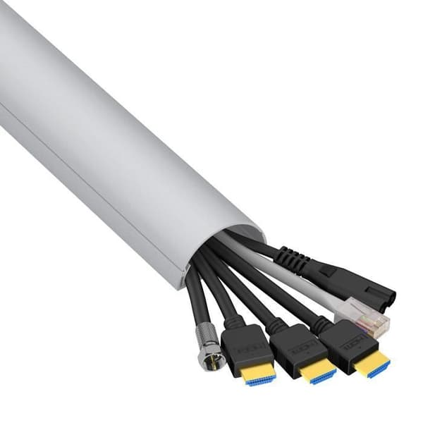 D-Line 50x25mm dekorativ halvcirkelformning | 1M5025A | Elektrisk kanal | Kabelskydd | 1m längd, aluminiumeffekt