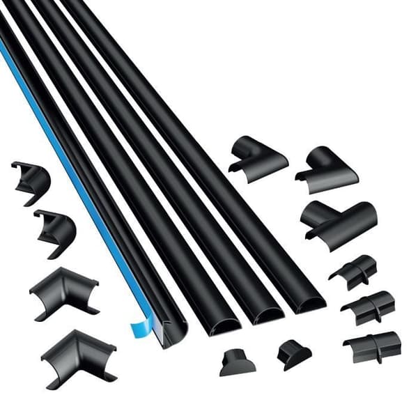 D-Line Trunking Kit | 2010KIT002 | Dölj och skydda kablar enkelt | Dekorativ ränna | Noir