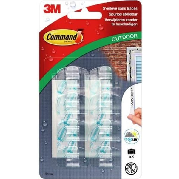 Command Outdoor Deko-Clip Small 17017AW White Wall Clip (paket med 8)