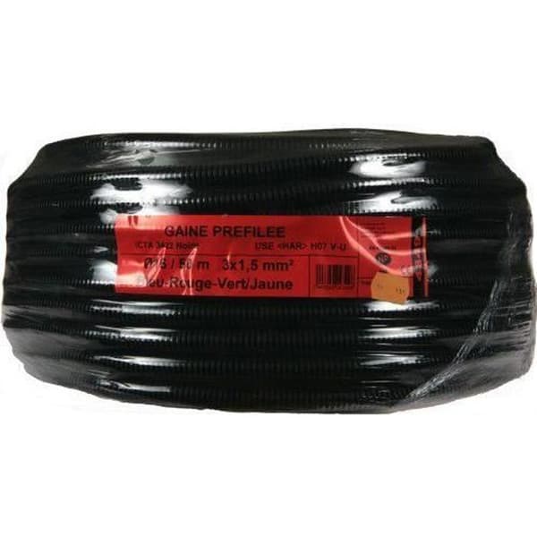 Förtrådad ICTA-mantel - JANOPLAST - Diameter 16 mm - 50 m - Polyeten - Färg Svart