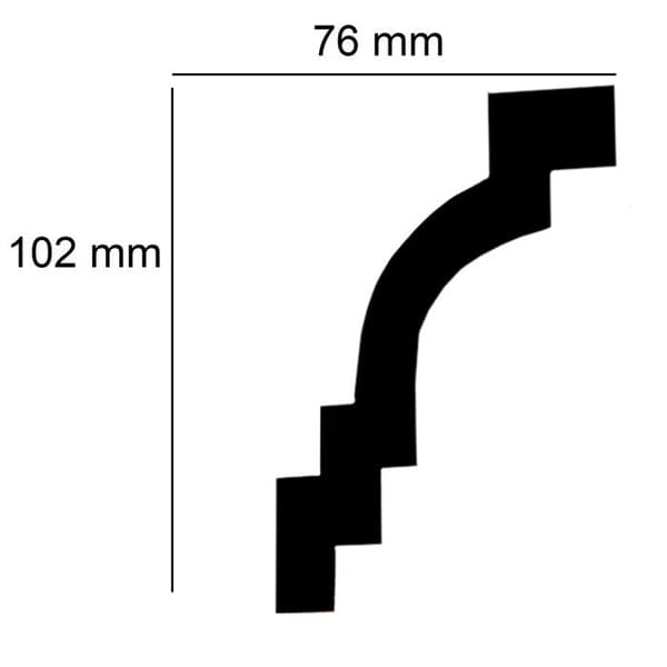 PROVISTON Taklist 76 x 102 x 2000 mm Polyuretan Vit Höga kvalitet Stuckatur Robust Hållbar Stötsäker 2 meter...