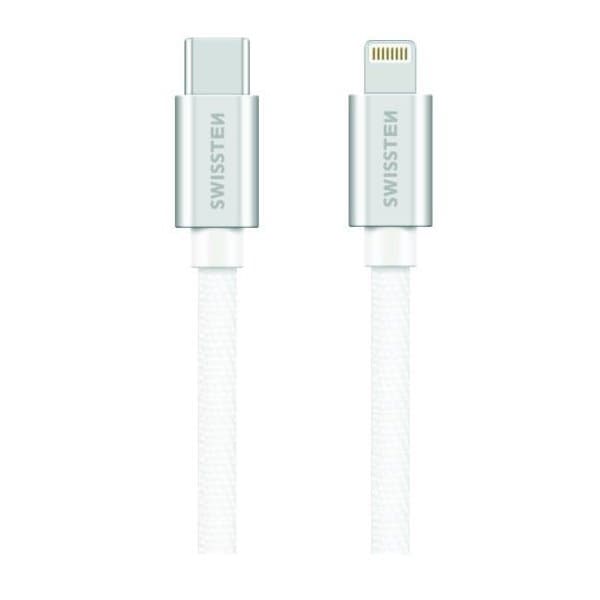 Swissten Datový Kabel Textile USB-C / Lightning Mfi 1,2 M Stříbrný