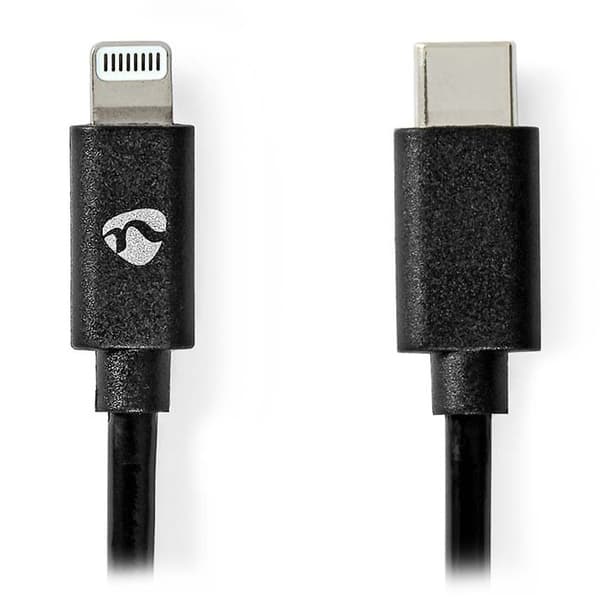 NEDIS Lightning kabel/ USB 2.0/ Apple Lightning 8pinový/ USB-C zástrčka/ kulatý/ černý/ 2m