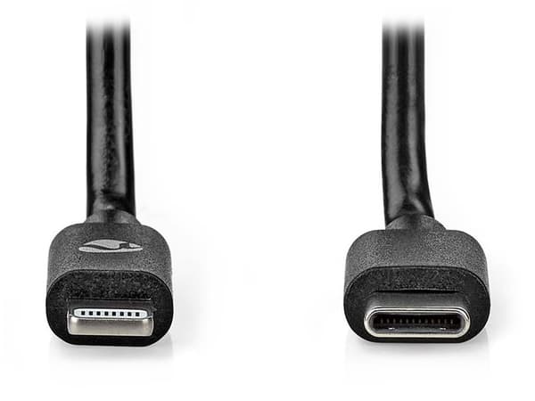 NEDIS Lightning kabel/ USB 2.0/ Apple Lightning 8pinový/ USB-C zástrčka/ kulatý/ černý/ 2m