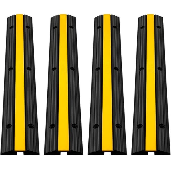 Kabelrampe til trafikkontrol - 10000 kg belastningskapacitet, gummi konstruktion, skridsikker tekstur 4PCS