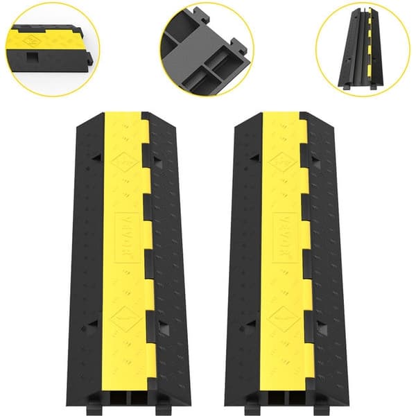 Kabelskyddsramp 11000LBS - Gummi-konstruktion, PVC-överdrag & Modulärt sammanfogningssystem