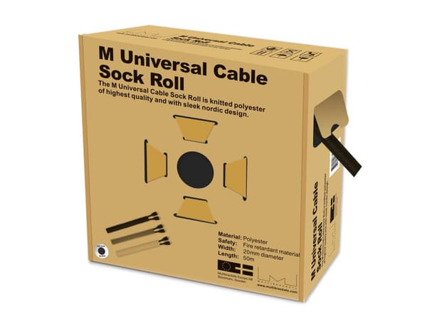 Multibrackets M Universal Cable Sock Roll Black 20mm-W 50m-L