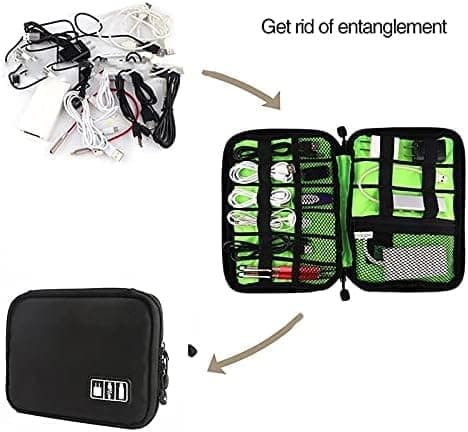 Multifunktionell kabelorganisatör, bärbar förvaringsväska för mobiltelefon, hårddisk, datakablar, USB-kablar och laddare