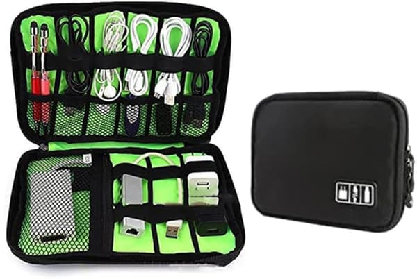 Multifunktionell kabelorganisatör, bärbar förvaringsväska för mobiltelefon, hårddisk, datakablar, USB-kablar och laddare