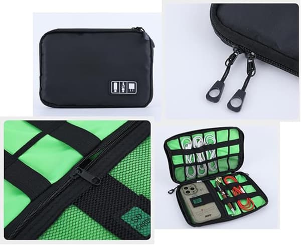 Multifunktionell kabelorganisatör, bärbar förvaringsväska för mobiltelefon, hårddisk, datakablar, USB-kablar och laddare