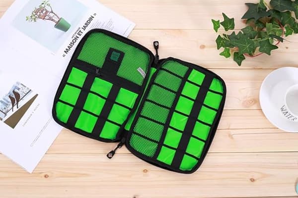 Multifunktionell kabelorganisatör, bärbar förvaringsväska för mobiltelefon, hårddisk, datakablar, USB-kablar och laddare