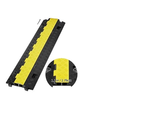 Kabelskyddsramp, 2 kanaler, hållbart TPU- och TPR-material, svart + gul,5PCS 2.2W LBS